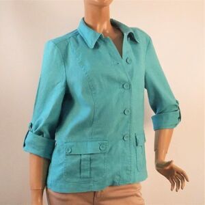 Turquoise Blue Linen Jacket Charter Club